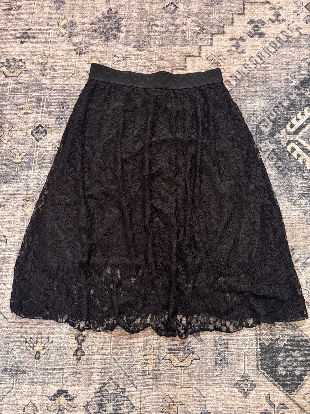 LuLaRoe Lucy Black Lace A-Line Skirt